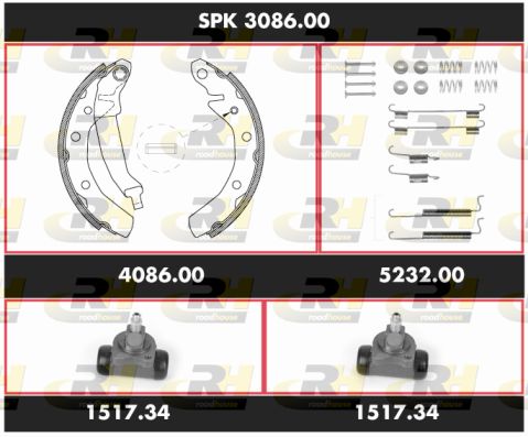 ROADHOUSE Комплект тормозов, барабанный тормозной механизм SPK 3086.00