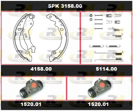 ROADHOUSE Комплект тормозов, барабанный тормозной механизм SPK 3158.00