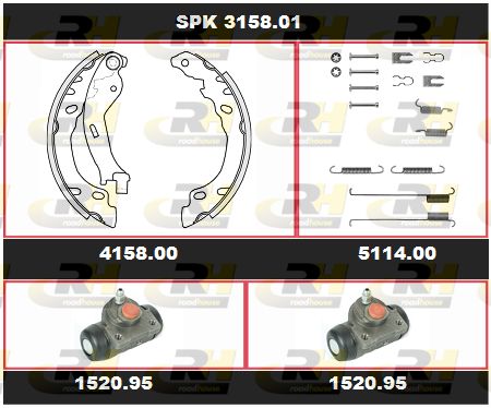 ROADHOUSE Комплект тормозов, барабанный тормозной механизм SPK 3158.01