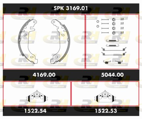 ROADHOUSE Комплект тормозов, барабанный тормозной механизм SPK 3169.01