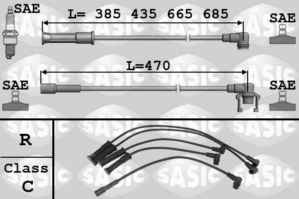 SASIC Комплект проводов зажигания 9284007