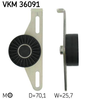 SKF įtempiklio skriemulys, V formos rumbuotas diržas VKM 36091