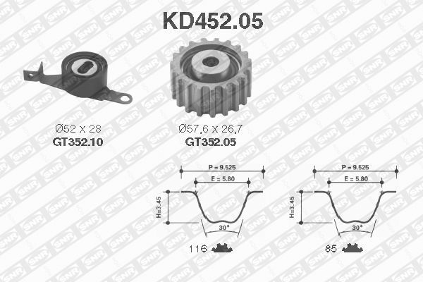 SNR paskirstymo diržo komplektas KD452.05