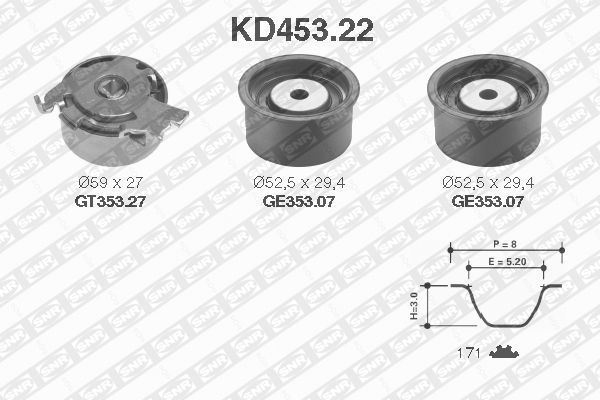 SNR paskirstymo diržo komplektas KD453.22