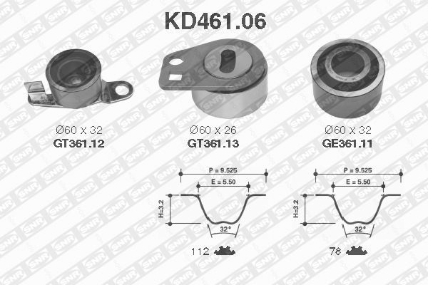 SNR paskirstymo diržo komplektas KD461.06