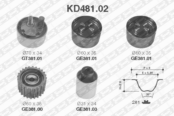 SNR Комплект ремня ГРМ KD481.02