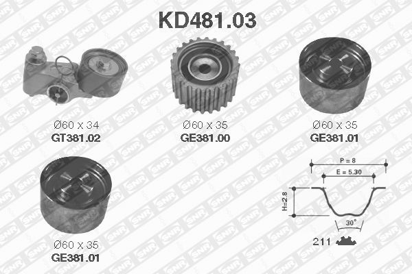 SNR Комплект ремня ГРМ KD481.03