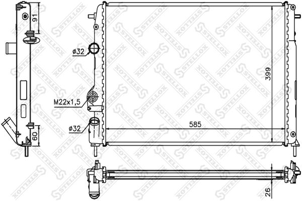 STELLOX Радиатор, охлаждение двигателя 10-25038-SX