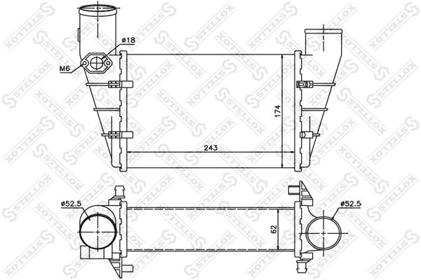 STELLOX tarpinis suslėgto oro aušintuvas, kompresorius 10-40081-SX