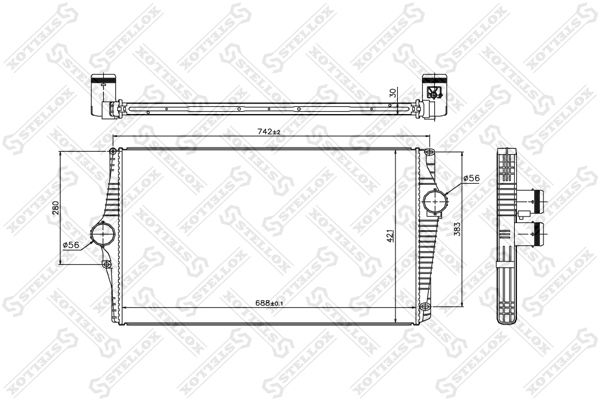 STELLOX tarpinis suslėgto oro aušintuvas, kompresorius 10-40179-SX