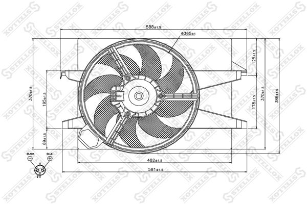 STELLOX ventiliatorius, radiatoriaus 29-99403-SX