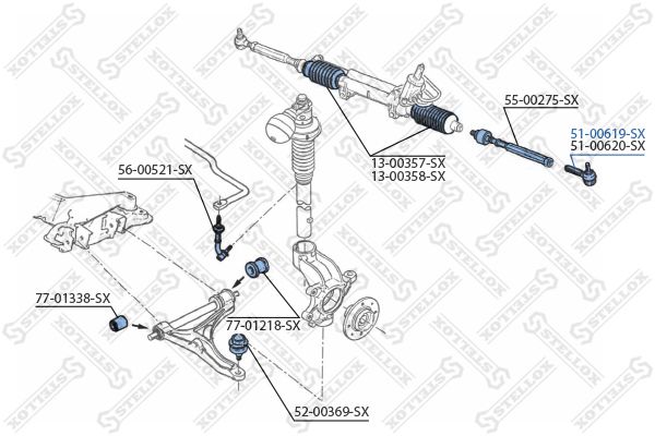 STELLOX Наконечник поперечной рулевой тяги 51-00619-SX