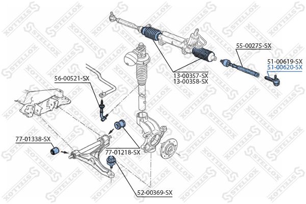 STELLOX skersinės vairo trauklės galas 51-00620-SX