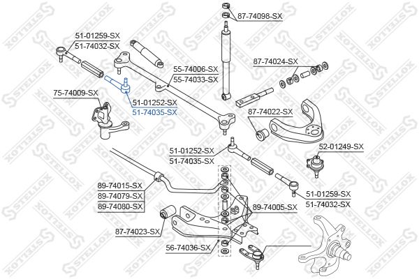 STELLOX Наконечник поперечной рулевой тяги 51-74035-SX
