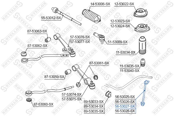 STELLOX šarnyro stabilizatorius 56-53027-SX