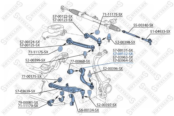 STELLOX vikšro valdymo svirtis 57-00132-SX