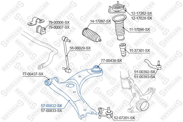 STELLOX vikšro valdymo svirtis 57-00832-SX