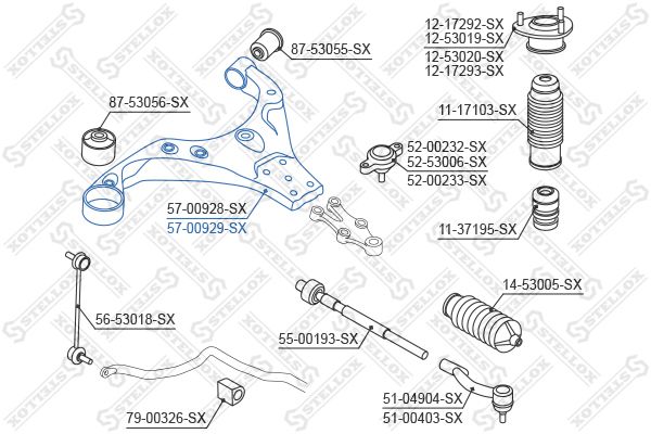 STELLOX vikšro valdymo svirtis 57-00929-SX