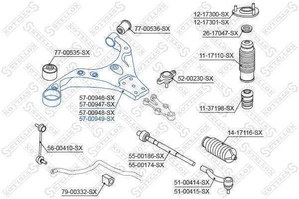 STELLOX vikšro valdymo svirtis 57-00949-SX