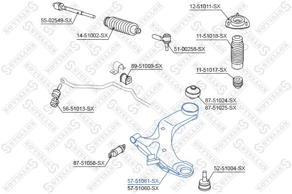 STELLOX vikšro valdymo svirtis 57-51061-SX