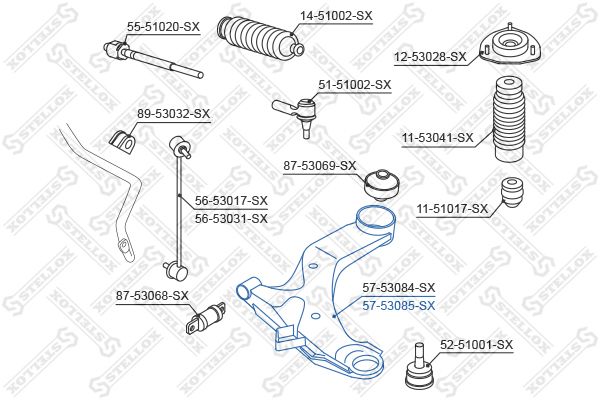 STELLOX Рычаг независимой подвески колеса, подвеска колеса 57-53085-SX