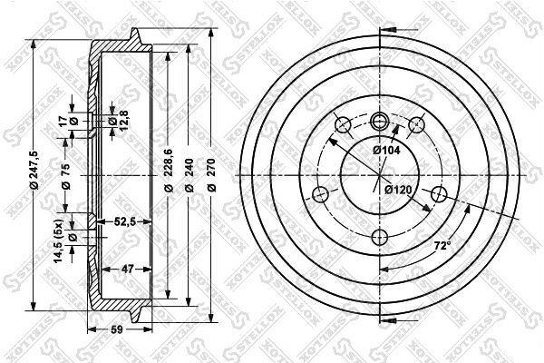 STELLOX Тормозной барабан 6025-1505-SX