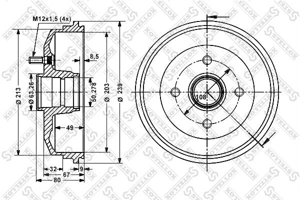 STELLOX Тормозной барабан 6025-2529-SX