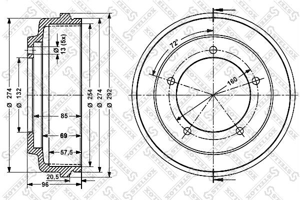 STELLOX Тормозной барабан 6026-2508-SX