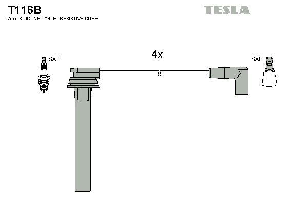 TESLA uždegimo laido komplektas T116B