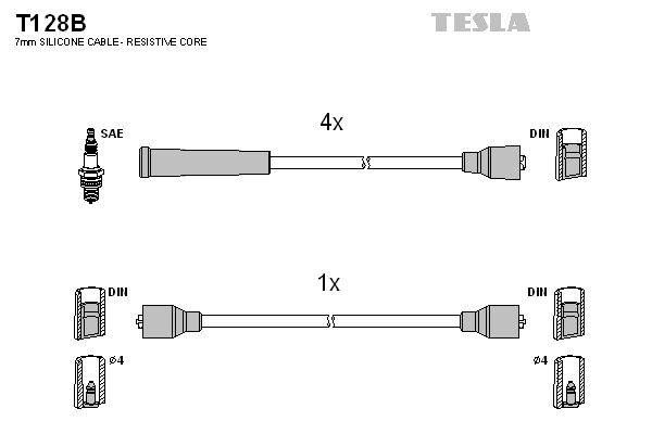 TESLA Комплект проводов зажигания T128B
