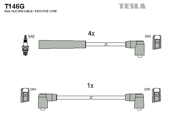 TESLA uždegimo laido komplektas T146G