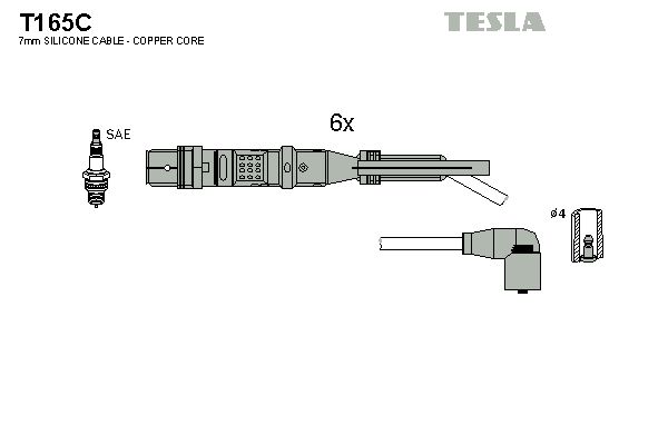 TESLA Комплект проводов зажигания T165C