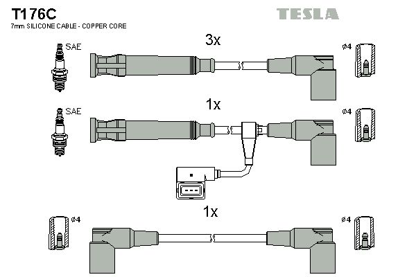 TESLA Комплект проводов зажигания T176C