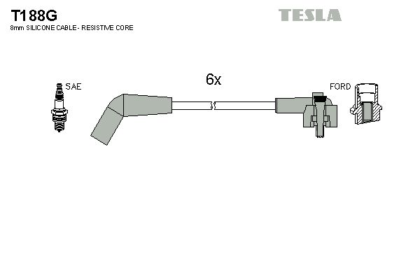 TESLA Комплект проводов зажигания T188G