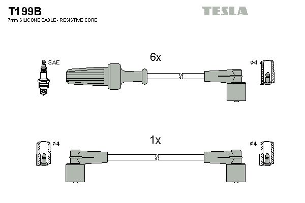TESLA Комплект проводов зажигания T199B