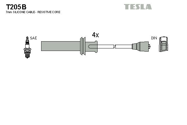 TESLA Комплект проводов зажигания T205B