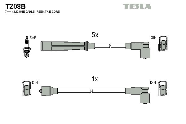 TESLA uždegimo laido komplektas T208B