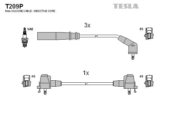 TESLA Комплект проводов зажигания T209P