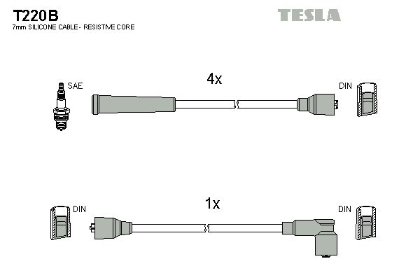TESLA Комплект проводов зажигания T220B