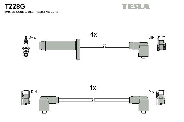 TESLA uždegimo laido komplektas T228G