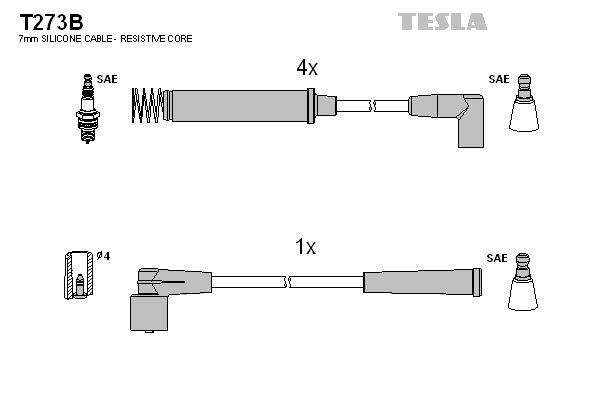 TESLA Комплект проводов зажигания T273B