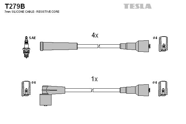 TESLA Комплект проводов зажигания T279B