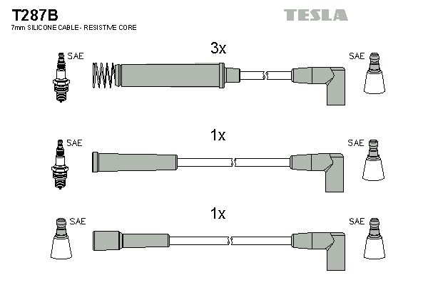TESLA Комплект проводов зажигания T287B
