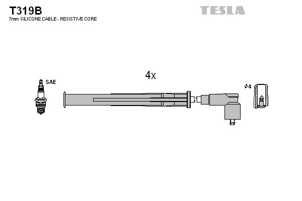 TESLA Комплект проводов зажигания T319B