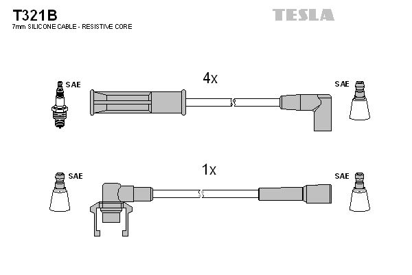 TESLA uždegimo laido komplektas T321B