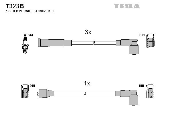 TESLA Комплект проводов зажигания T323B