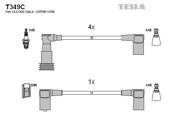 TESLA Комплект проводов зажигания T349C