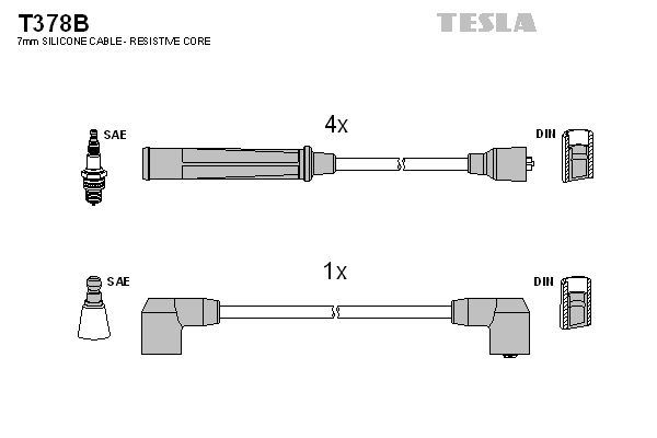 TESLA uždegimo laido komplektas T378B