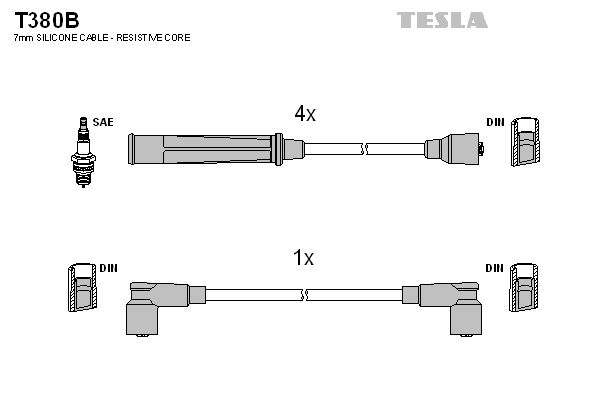 TESLA Комплект проводов зажигания T380B