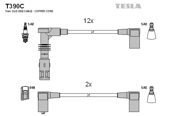 TESLA uždegimo laido komplektas T390C